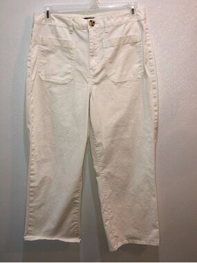 Quince Wide-Leg Cropped Chino Pants in Cream/White Size 14